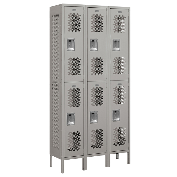 Salsbury Industries Wardrobe Locker, 36" W, 12" D, 78" H, (3) Wide, (6) Openings, Gray 72362GY-U